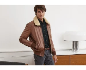 Bexley Blousons & Vestes Cuir*Blouson Aviateur Homme Everett Ii Cognac