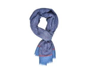 Bexley Écharpes & Chèches*Cheche Lin Coton Bleu Indigo Motifs Rouges Cheche Lin Coton Ii Bleu Indigo Et Rouge