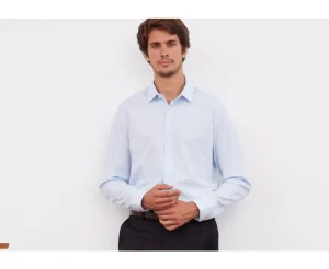 Bexley Chemises Formelles*Chemise Coton - Col Francais Louis Classic Bleu Pale