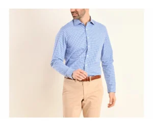 Bexley Chemises À Carreaux*Chemise Coton Blanc A Carreaux Bleus Clairs Et Blancs Ruggero Bleu Clair Et Blanc
