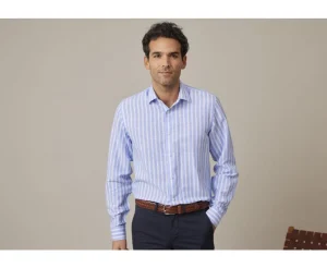 Bexley Chemises À Rayures*Chemise Coton Lin Rayee Bleue Et Blanche Simonin Bleu Et Blanc