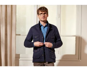 Bexley Blousons & Vestes Toile*Veste Saharienne Homme Falbert Navy Fonce